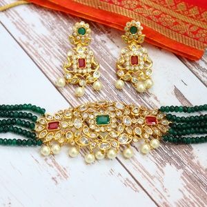Indian Polki Choker Necklace Set